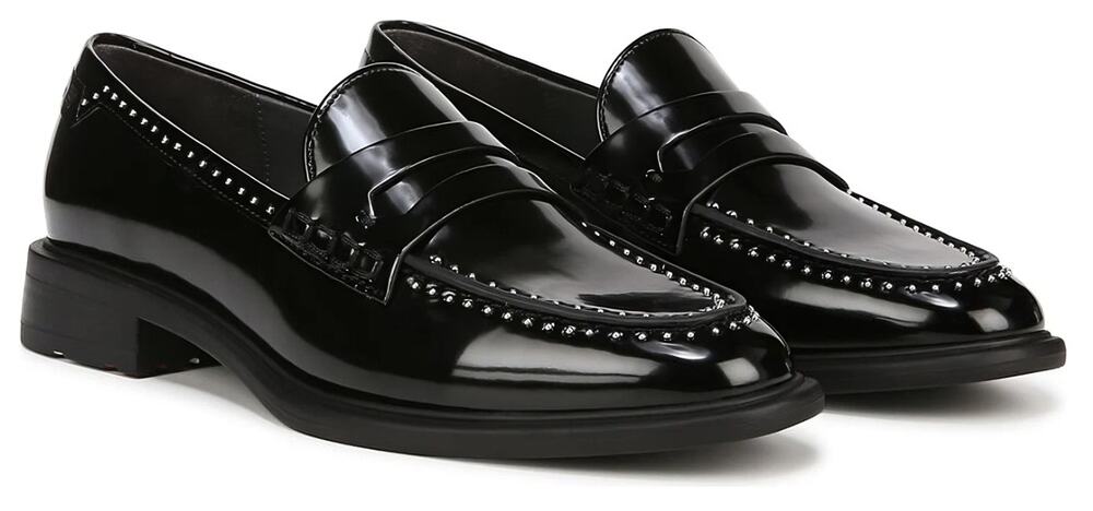 Franco Sarto Womens Eden Studded Loafers Size 8 M EU 38.5 Black Slip On NWOB